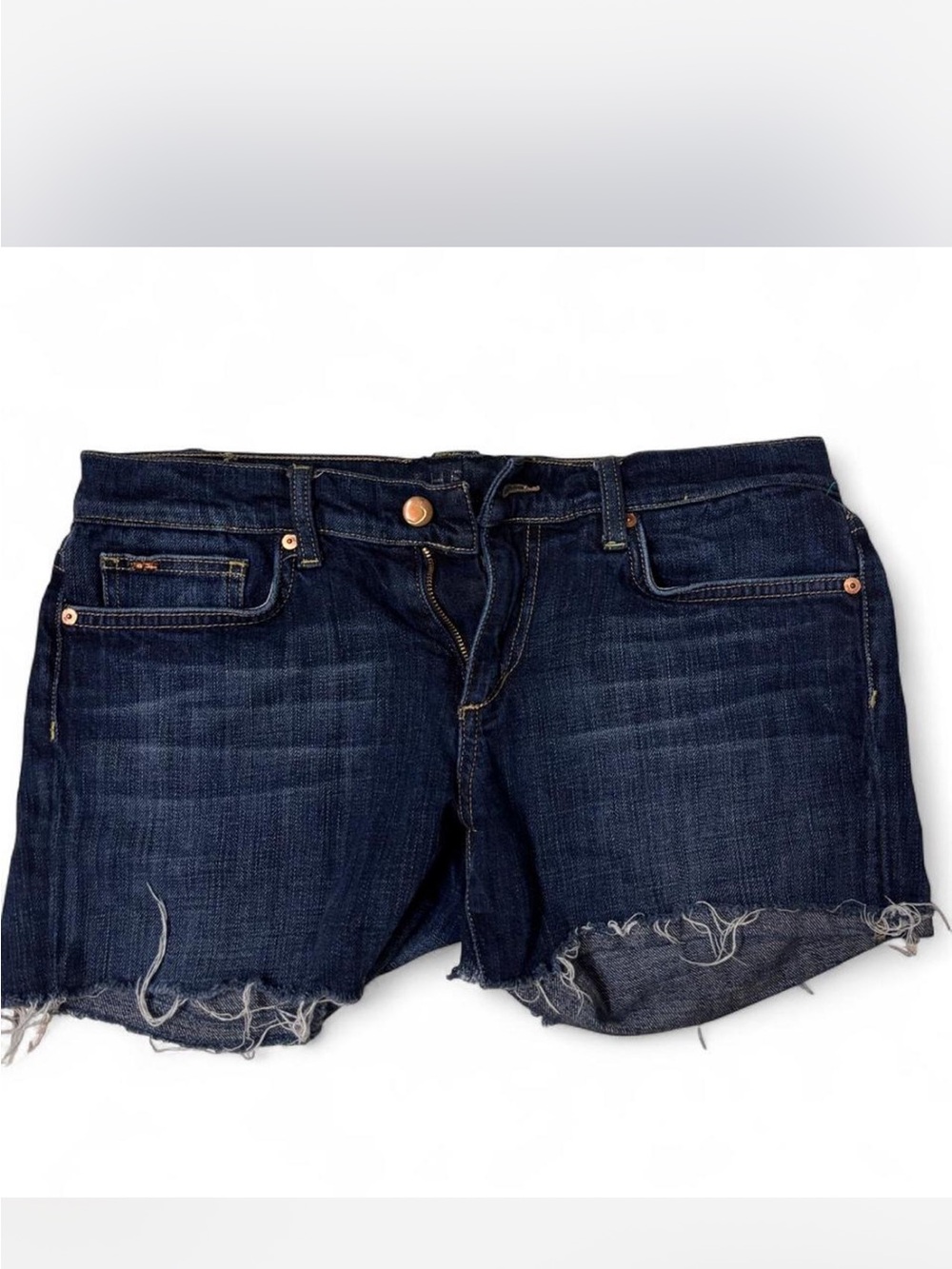 Joe's Jeans Dark Indigo Frayed Hem Denim Shorts